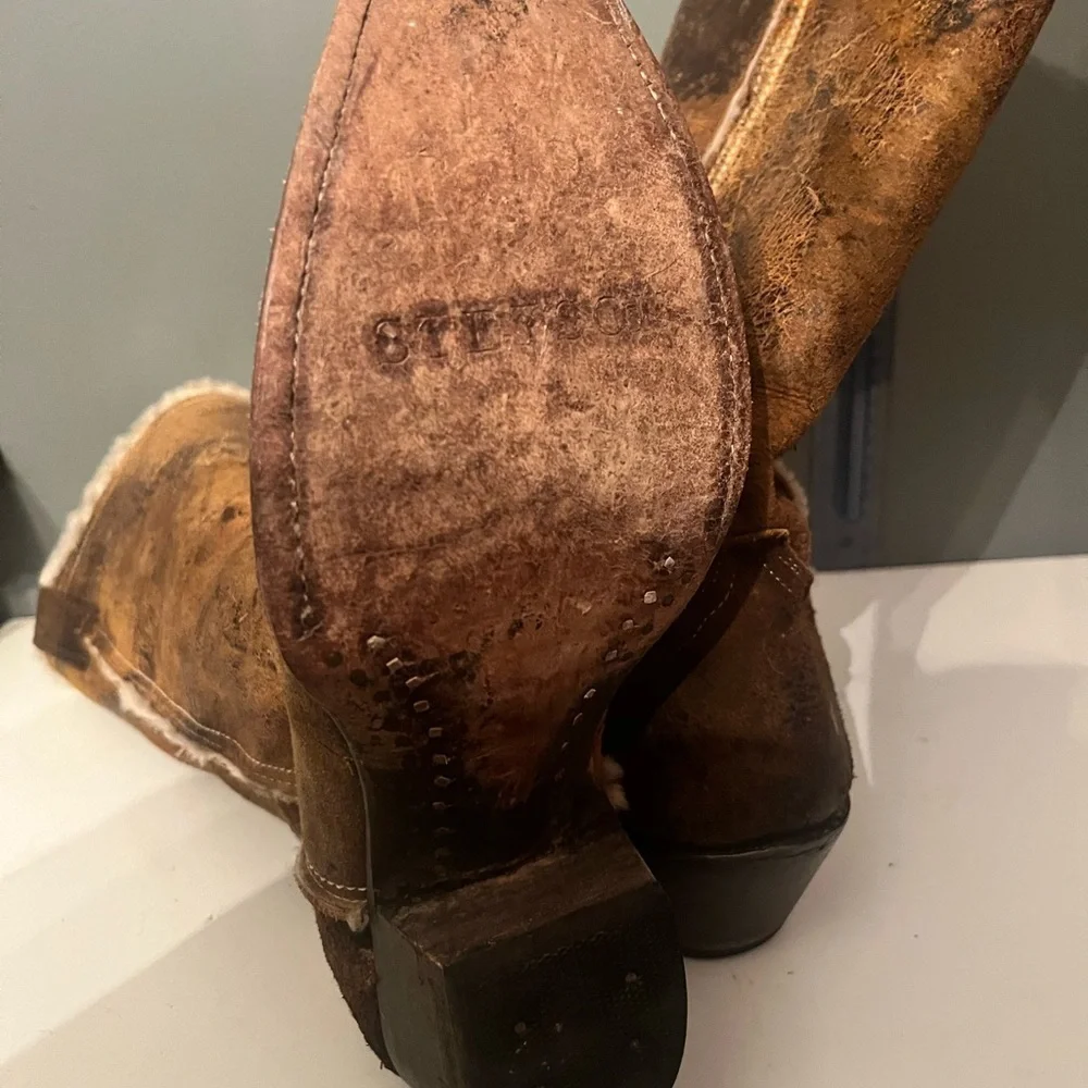 John B Stetson Lined Boots Womans 9 Brown Distressed